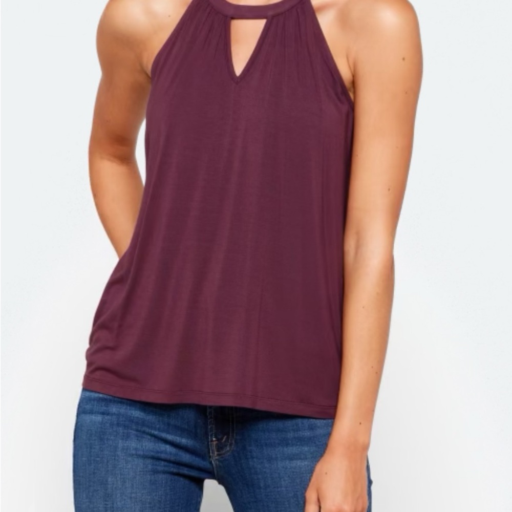 Market & Spruce Burgundy Halter Tank Top